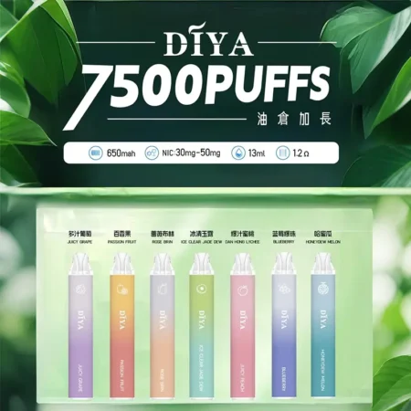 Diya 7500 Puffs 拋棄式電子煙 叮啞一次性煙桿 新款上市 可充電霧化桿 711到付